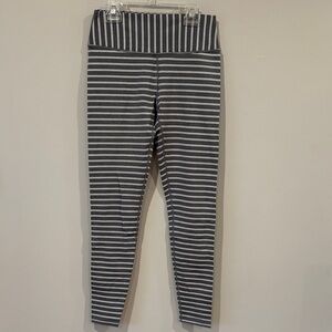 Glyder Gray and White Striped Leggings